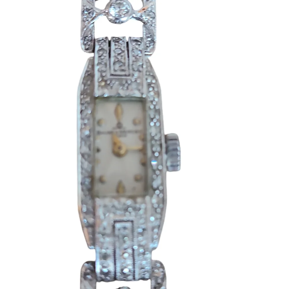 Baume & Mercier Handmade 1930s Art Deco Diamond & Platinum Wristwatch